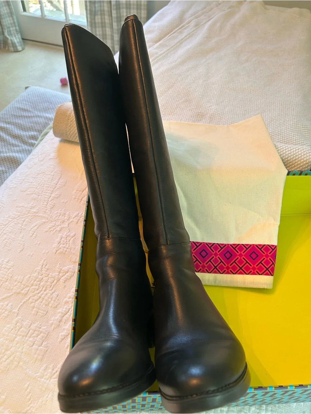 Tory Burch Black Over-the-Knee Leather Boots
